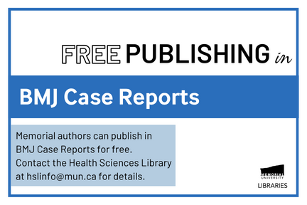 Textual image indicating free publishing in BMJ Case Reports for Memorial authors.